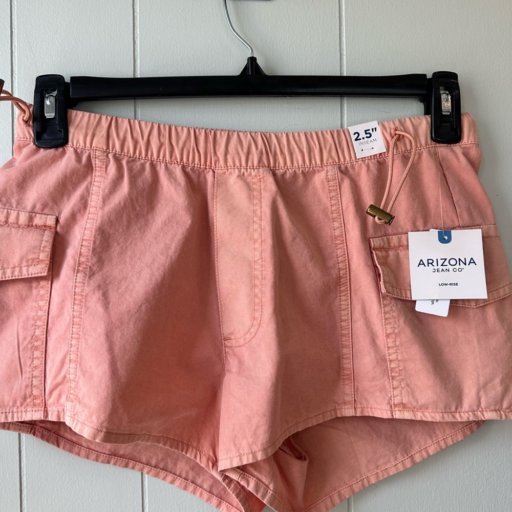 Arizona Jean Company Pink Cargo Shorts Elastic Waist
